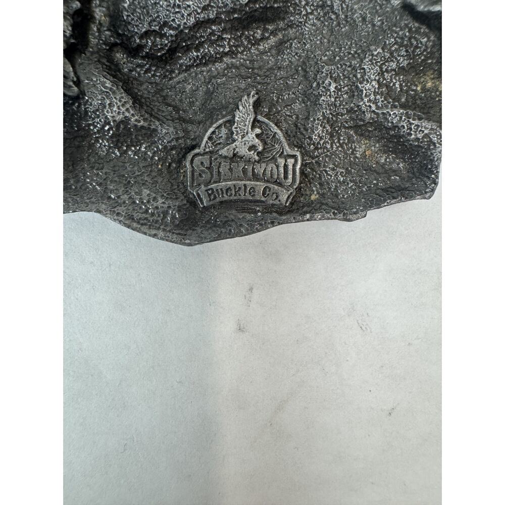 Vintage Belt Buckle Siskiyou Cowboy I'd Rather Be Hunting Deer Buck Pewter 1987 - Picture 4 of 6